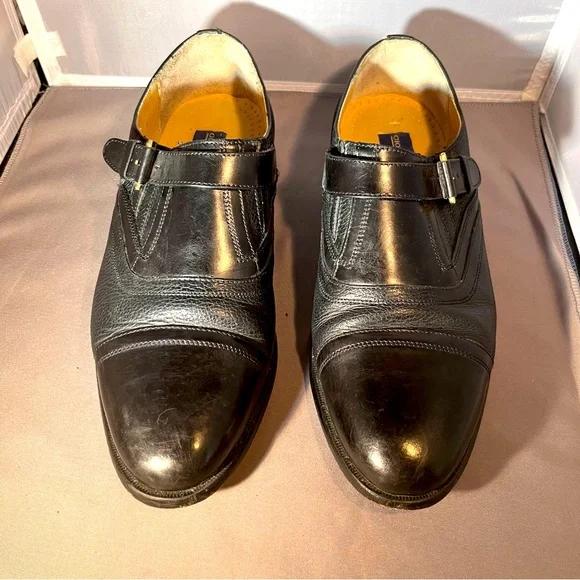 slim fit dress slacks Black Oro Versailles With Yellow Gold Hardware Loafer